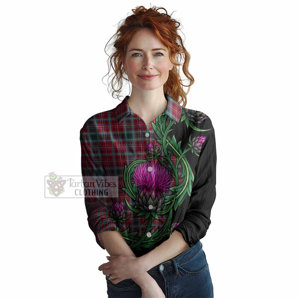 British Columbia Tartan Women Casual Shirt Resilient Scottish Thistle
