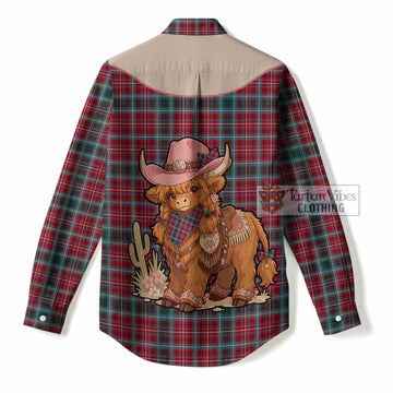 British Columbia Tartan Women Casual Shirt Wee Coo Cowgirl Cute Style - Tartan Vibes Clothing