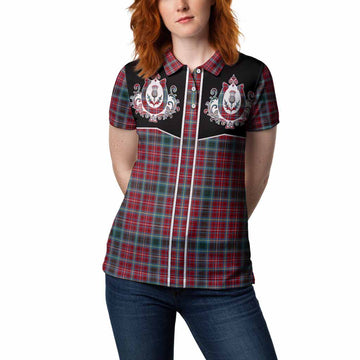British Columbia Tartan Women Polo Shirt Horseshoe Ornament Women - Tartan Vibes Clothing