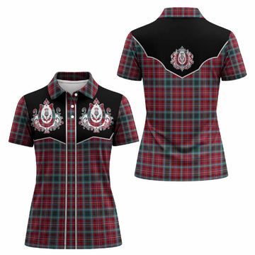 British Columbia Tartan Women Polo Shirt Horseshoe Ornament - Tartan Vibes Clothing