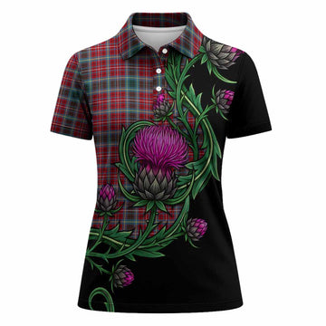 British Columbia Tartan Women Polo Shirt Resilient Scottish Thistle