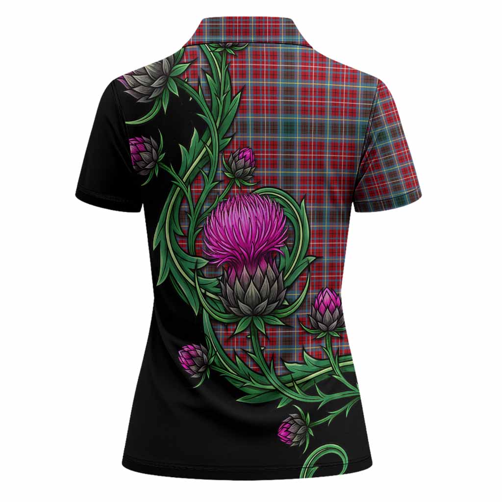 British Columbia Tartan Women Polo Shirt Resilient Scottish Thistle