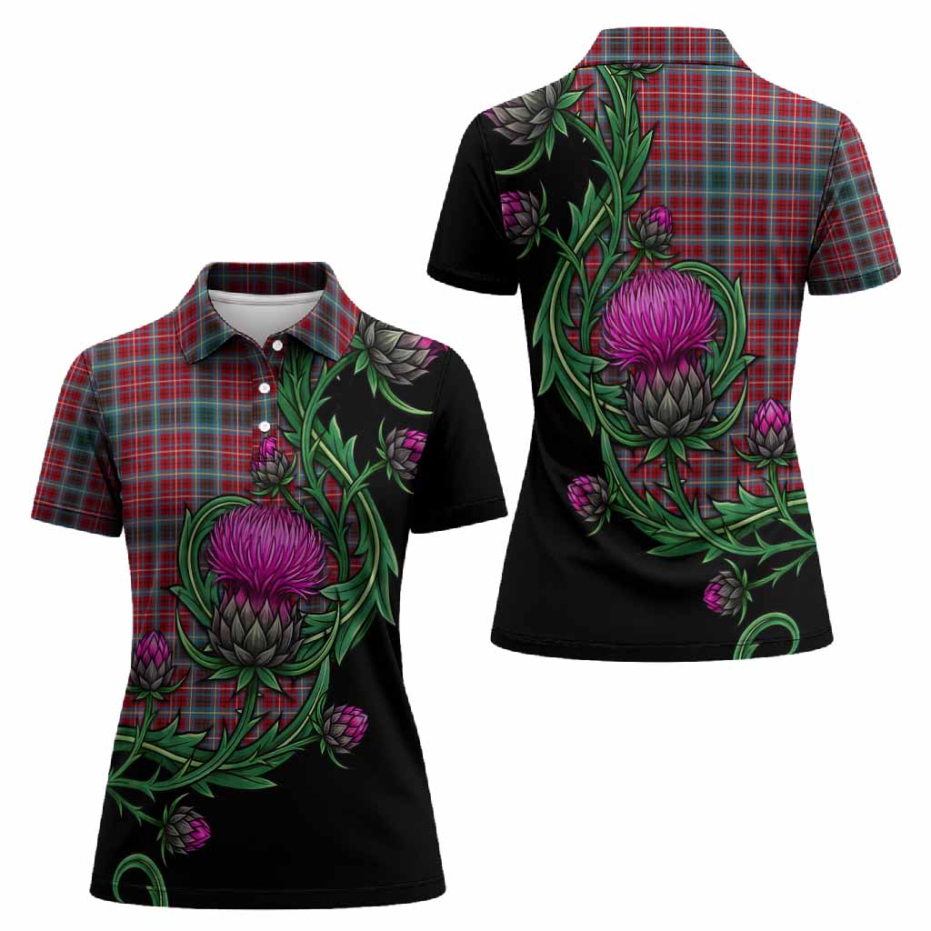 British Columbia Tartan Women Polo Shirt Resilient Scottish Thistle