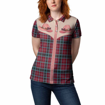 British Columbia Tartan Women Polo Shirt Wee Coo Cowgirl Cute Style Women - Tartan Vibes Clothing
