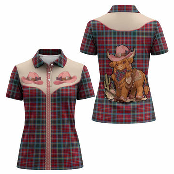 British Columbia Tartan Women Polo Shirt Wee Coo Cowgirl Cute Style - Tartan Vibes Clothing