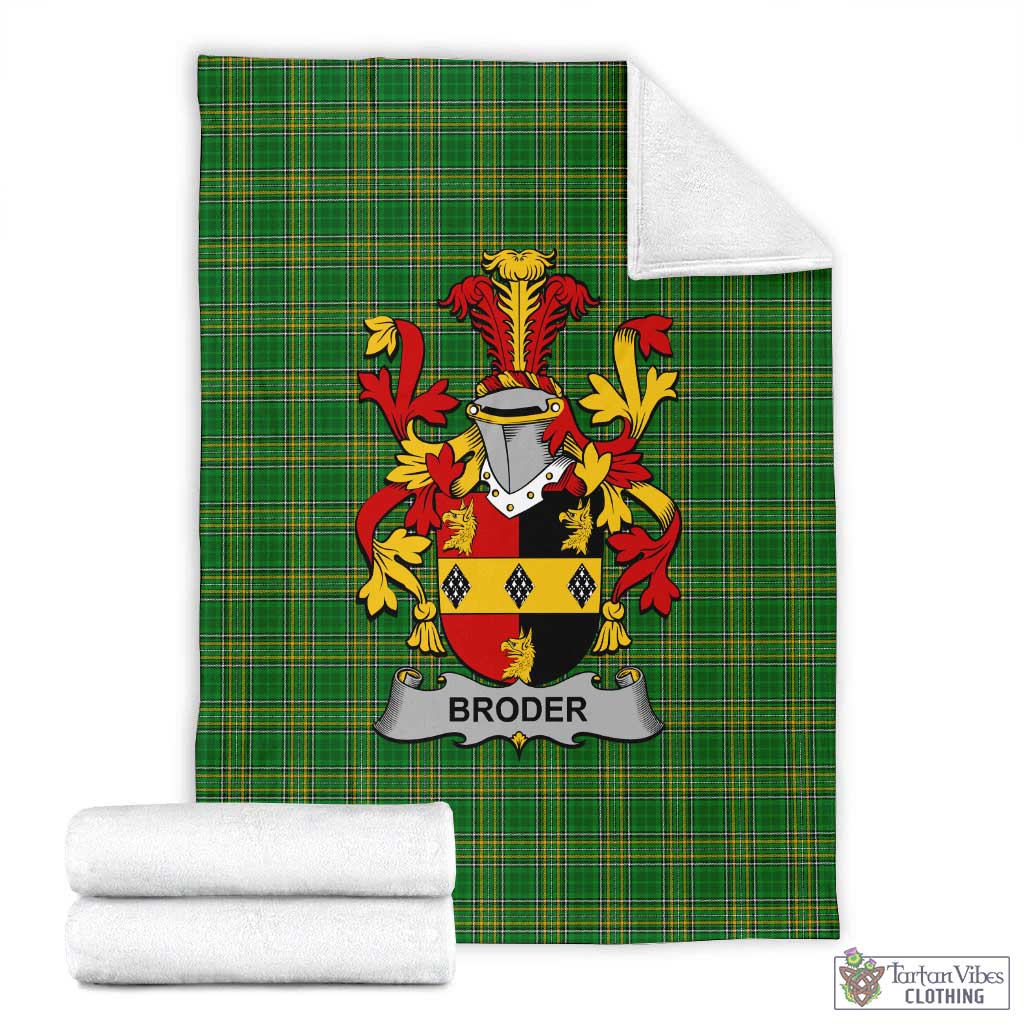 Broder Irish Clan Tartan Blanket with Coat of Arms X-Large 59 x 79 inches 150 x 200 cm - Tartan Vibes Clothing