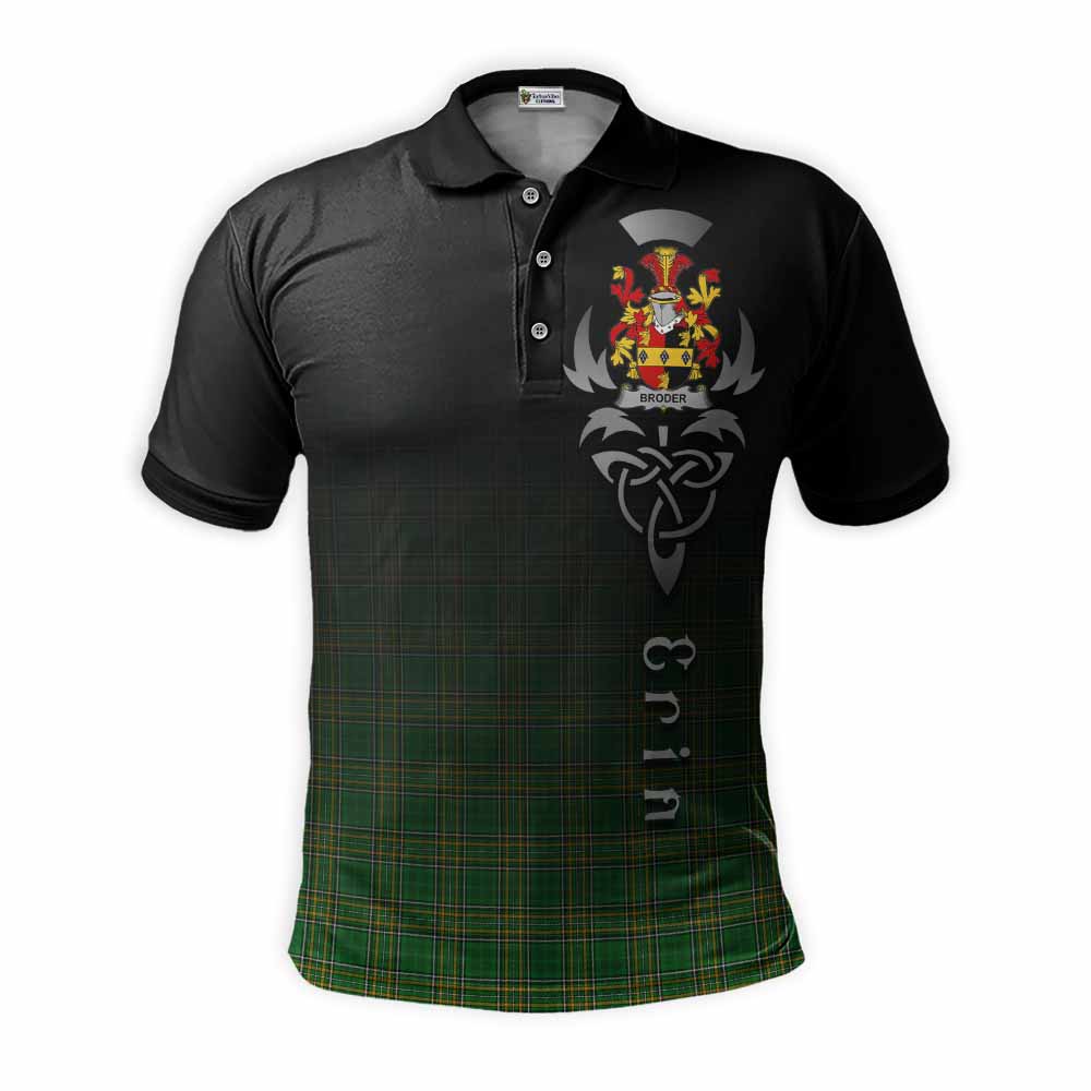 Tartan Vibes Clothing Broder Irish Clan Polo Shirt with Coat of Arms Erin Go Bragh Celtic Inspired