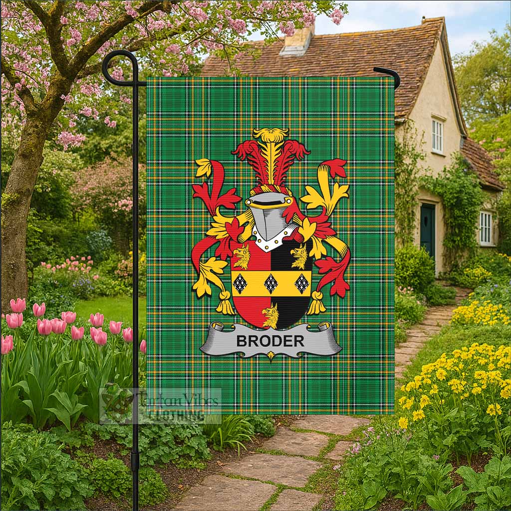 Broder Irish Clan Tartan Flag with Coat of Arms