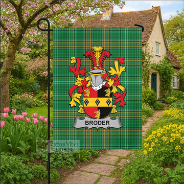 Broder Irish Clan Tartan Garden Flag with Coat of Arms