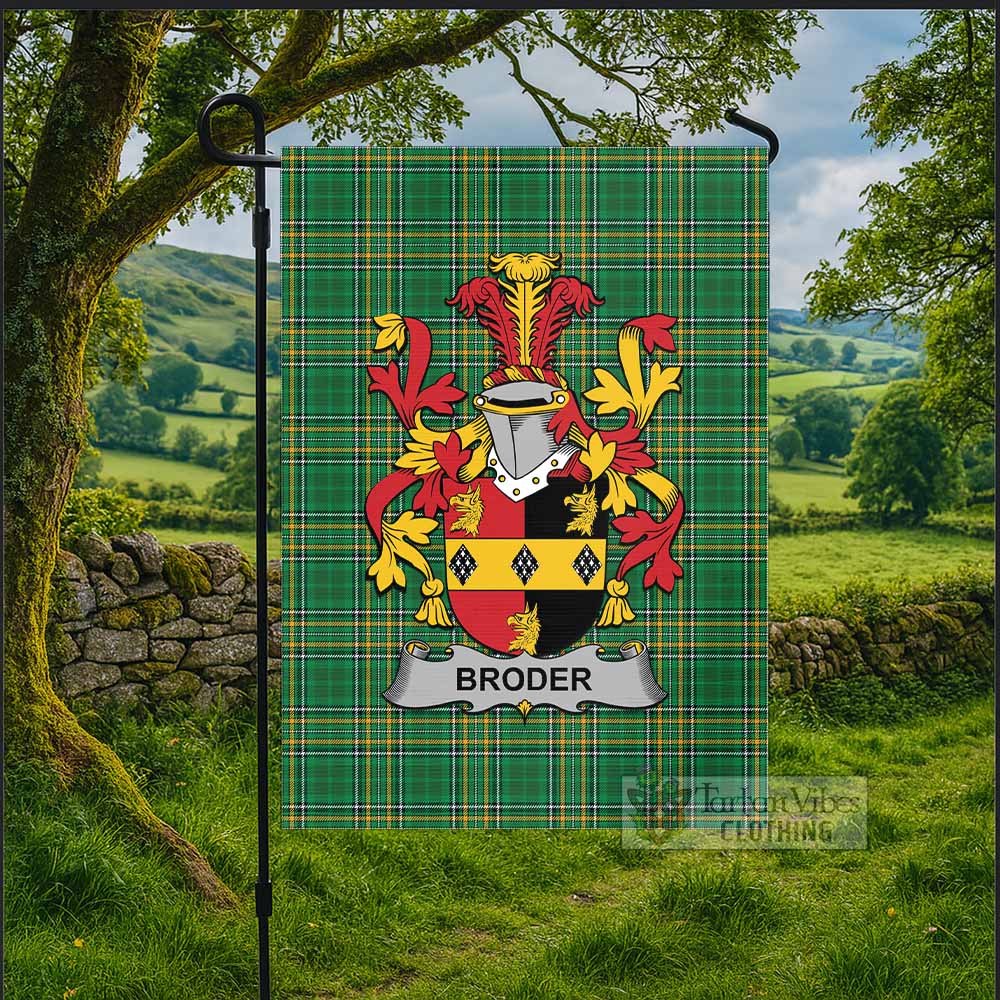 Broder Irish Clan Tartan Flag with Coat of Arms