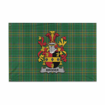 Broder Irish Clan Tartan House Flag with Coat of Arms