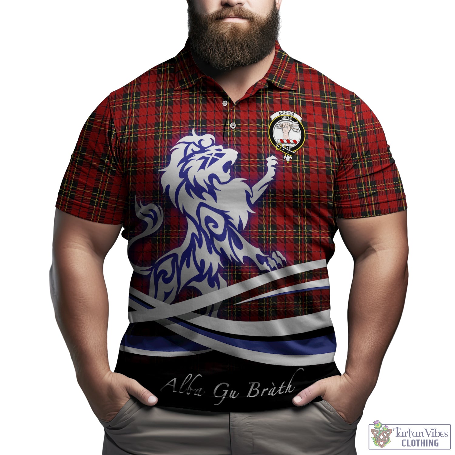 Brodie Tartan Polo Shirt with Alba Gu Brath Regal Lion Emblem Kid - Tartan Vibes Clothing