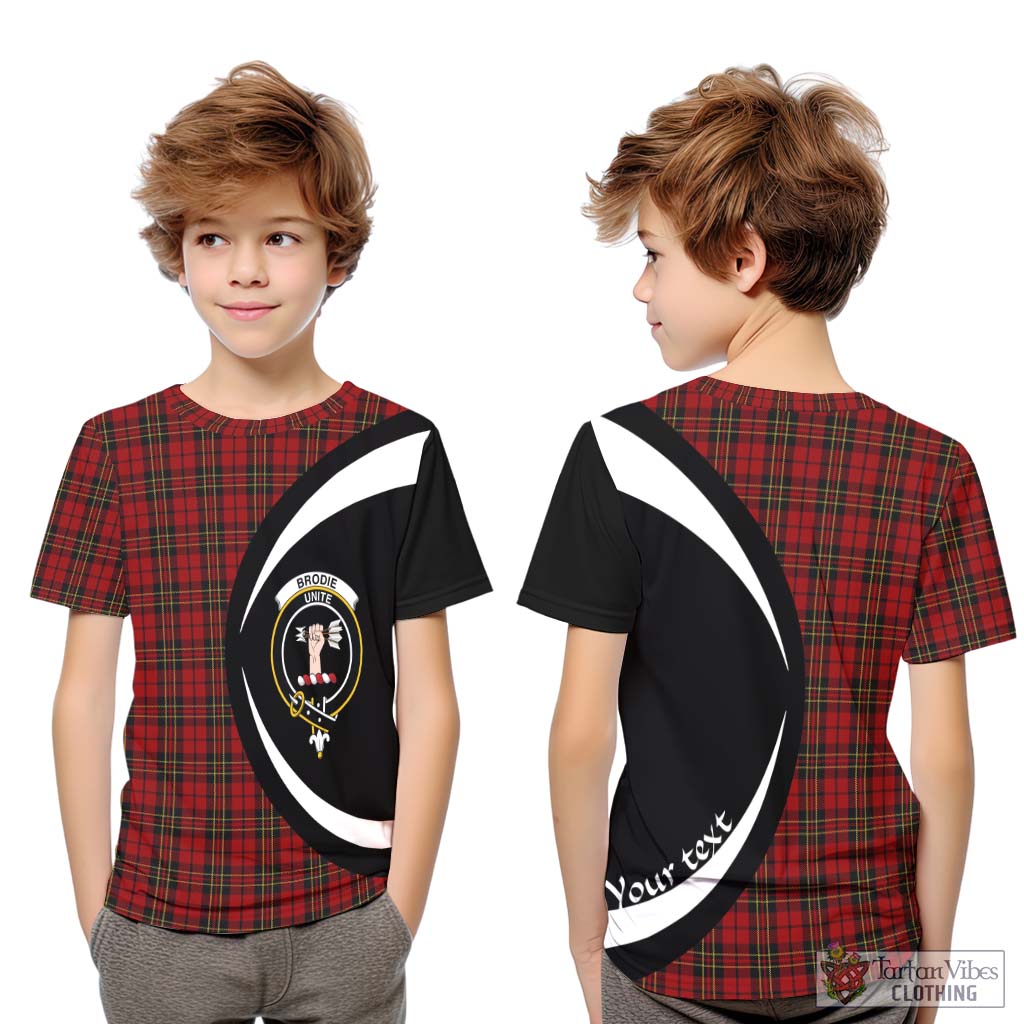 Brodie Tartan Kid T-Shirt with Family Crest Circle Style Youth XL Size14 - Tartan Vibes Clothing