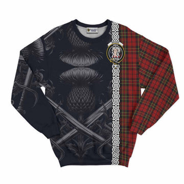 Brodie Tartan Sweatshirt with Family Crest Cross Sword Thistle Celtic Vibes Unisex - Tartan Vibes Clothing