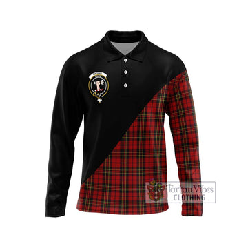 Brodie Tartan Long Sleeve Polo Shirt with Family Crest and Military Logo Style Unisex - Tartan Vibes Clothing