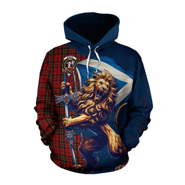 Brodie Tartan Family Crest Cotton Hoodie with Scottish Majestic Lion Pullover Hoodie XS - Tartan Vibes Clothing