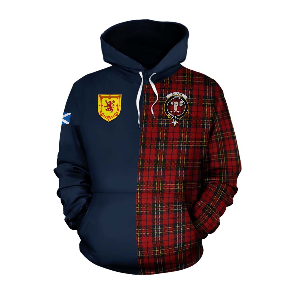 Brodie Tartan Cotton Hoodie Alba with Scottish Lion Royal Arm Half Style Pullover Hoodie XS - Tartan Vibes Clothing