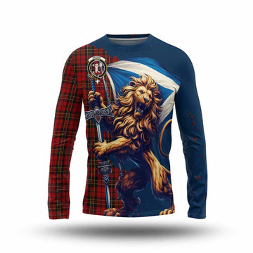 Brodie Tartan Family Crest Long Sleeve T-Shirt with Scottish Majestic Lion Unisex - Tartan Vibes Clothing