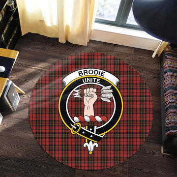 Brodie Tartan Round Rug with Family Crest Premium Round Rug - Tartan Vibes Clothing