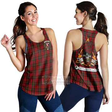 Brodie Tartan Women's Racerback Tanks with Family Crest and Bearded Skull Holding Bottles of Whiskey 4XL - Tartan Vibes Clothing