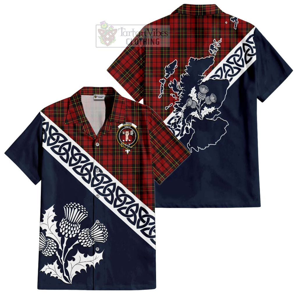 Brodie Tartan Hawaiian Shirt Featuring Thistle and Scotland Map Kid - Tartan Vibes Clothing