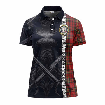 Brodie Tartan Women's Polo Shirt with Family Crest Cross Sword Thistle Celtic Vibes Women - Tartan Vibes Clothing