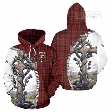 Brodie Tartan Hoodie with Family Crest and St. Andrew's Cross Accented by Thistle Vines Zip Hoodie - Tartan Vibes Clothing