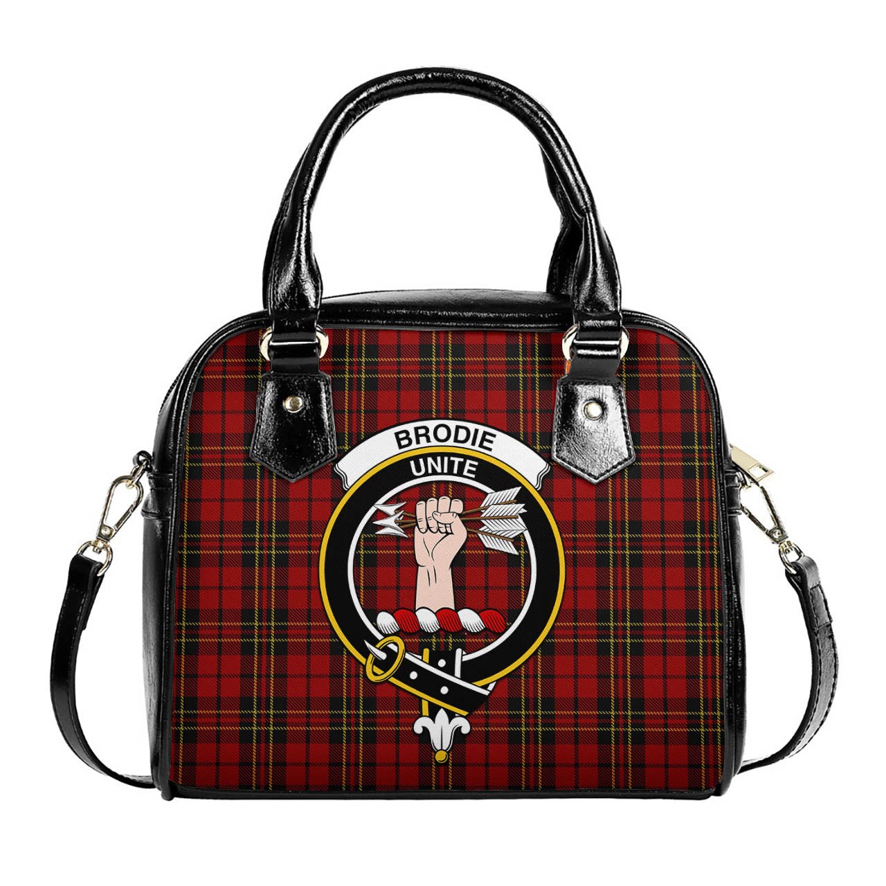 Brodie Tartan Shoulder Handbags with Family Crest One Size 9*21*24 cm (3.54*8.27*9.45 inches) - Tartan Vibes Clothing