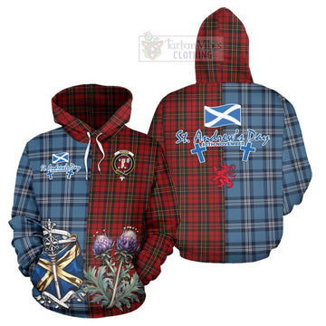 Brodie Tartan Hoodie Happy St. Andrew's Day Half Tartan Style Zip Hoodie - Tartan Vibes Clothing