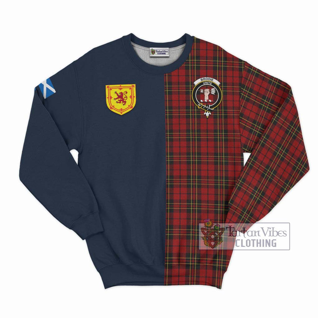 Brodie Tartan Sweatshirt Alba with Scottish Lion Royal Arm Half Style Unisex - Tartan Vibes Clothing