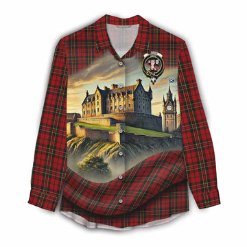 Brodie Tartan Family Crest Women's Casual Shirt with Scottish Ancient Castle Style Female - Tartan Vibes Clothing