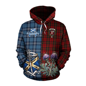 Brodie Tartan Cotton Hoodie Happy St. Andrew's Day Half Tartan Style Pullover Hoodie XS - Tartan Vibes Clothing