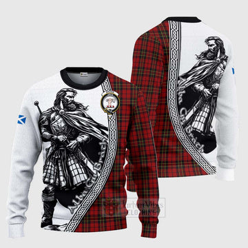 Brodie Tartan Clan Crest Knitted Sweater with Highlander Warrior Celtic Style Unisex - Tartan Vibes Clothing