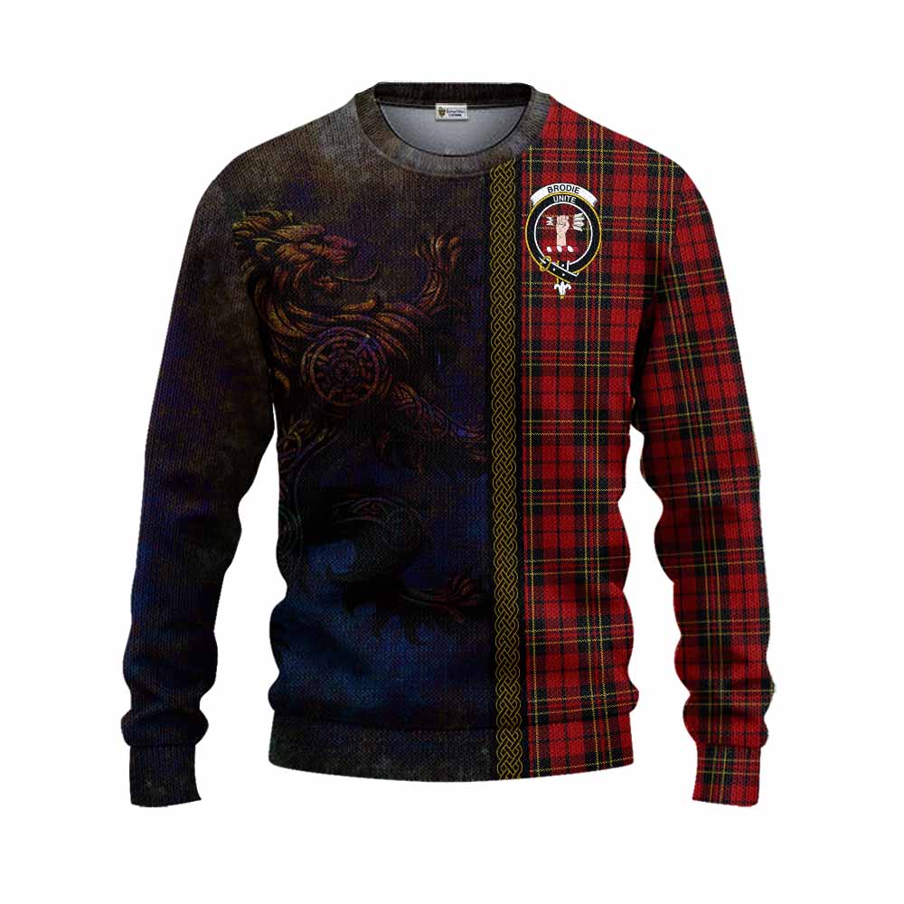 Brodie Tartan Family Crest Knitted Sweater Alba Gu Brath Be Brave Lion Ancient Style Unisex - Tartan Vibes Clothing