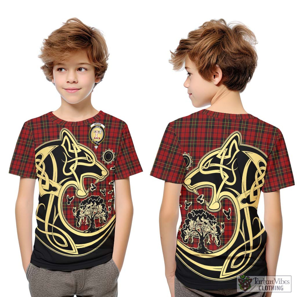 Brodie Tartan Kid T-Shirt with Family Crest Celtic Wolf Style Youth XL Size14 - Tartan Vibes Clothing