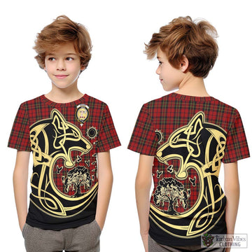 Brodie Tartan Kid T-Shirt with Family Crest Celtic Wolf Style Youth XL Size14 - Tartan Vibes Clothing