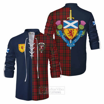 Brodie Tartan Ghillie Kilt Shirt Alba with Scottish Lion Royal Arm Half Style Men - Tartan Vibes Clothing