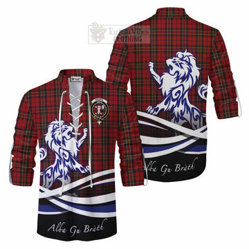 Brodie Tartan Ghillie Kilt Shirt with Alba Gu Brath Regal Lion Emblem Men - Tartan Vibes Clothing