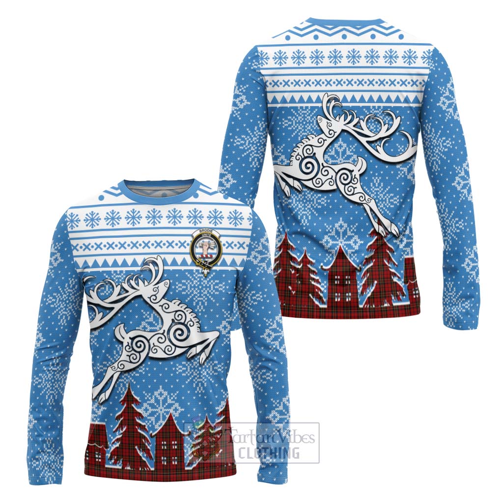 Brodie Clan Christmas Long Sleeve T-Shirt Celtic Reindeer Style Unisex - Tartan Vibes Clothing