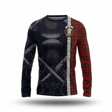 Brodie Tartan Long Sleeve T-Shirt with Family Crest Cross Sword Thistle Celtic Vibes Unisex - Tartan Vibes Clothing