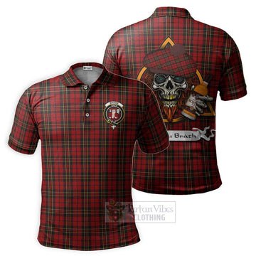 Brodie Tartan Polo Shirt with Family Crest and Bearded Skull Holding Bottles of Whiskey Kid - Tartan Vibes Clothing