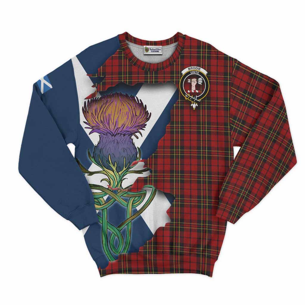 Tartan Vibes Clothing Brodie Tartan Family Crest Sweatshirt Scottish Thistle Celtic Inspired