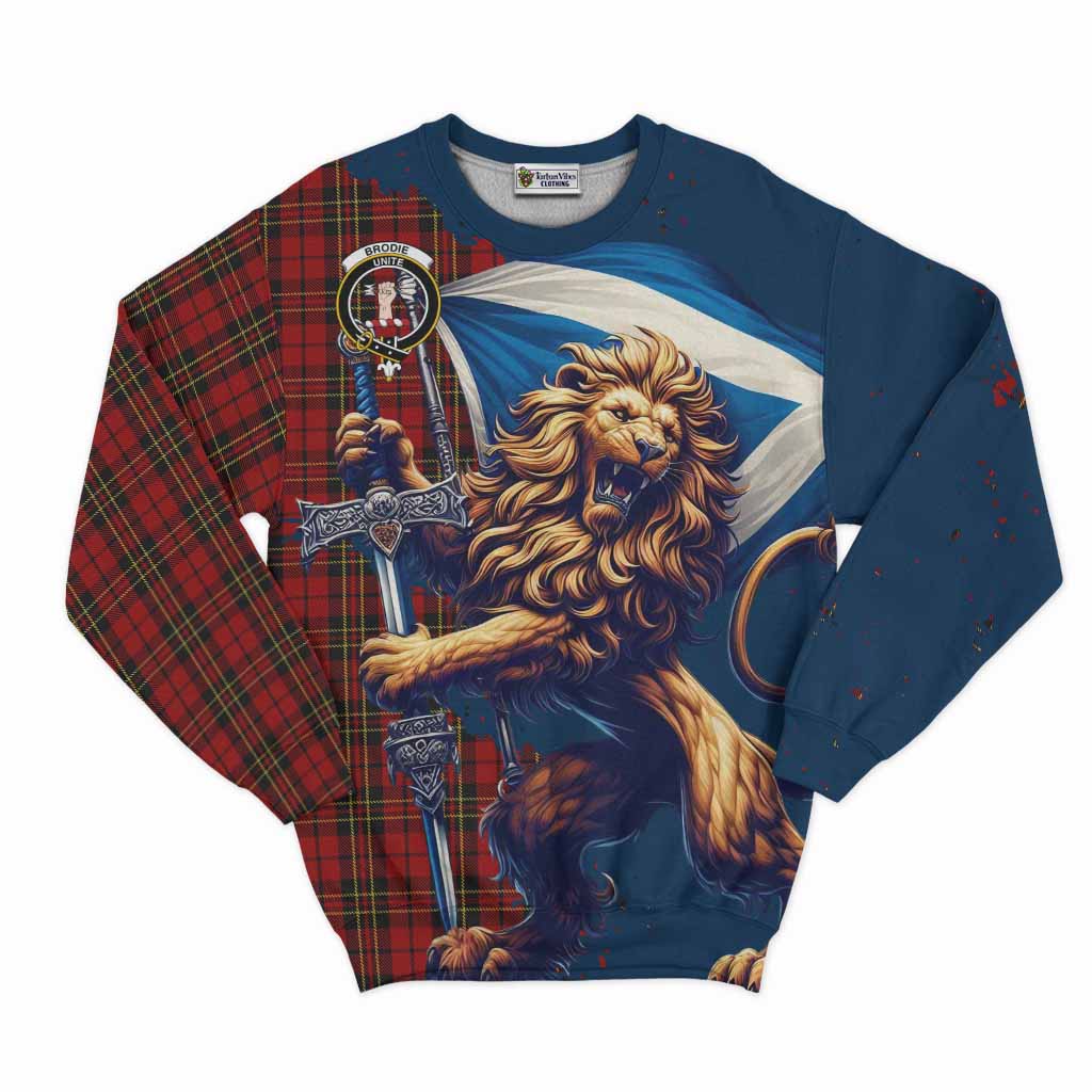 Brodie Tartan Family Crest Sweatshirt with Scottish Majestic Lion Unisex - Tartan Vibes Clothing