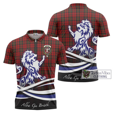 Brodie Tartan Zipper Polo Shirt with Alba Gu Brath Regal Lion Emblem Unisex - Tartan Vibes Clothing