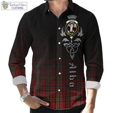 Tartan Vibes Clothing Brodie Tartan Long Sleeve Button Up Featuring Alba Gu Brath Family Crest Celtic Inspired
