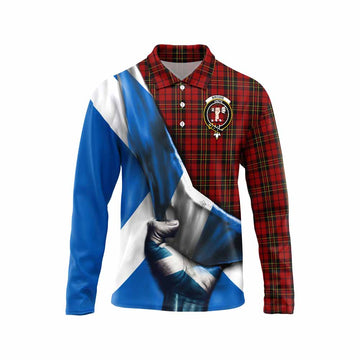 Brodie Tartan Long Sleeve Polo Shirt with Family Crest Scotland Patriotic Style Unisex - Tartan Vibes Clothing