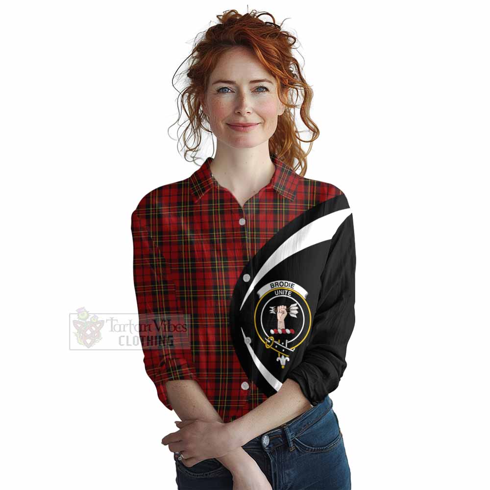 Brodie Tartan Women's Casual Shirt with Family Crest Circle Style Female - Tartan Vibes Clothing