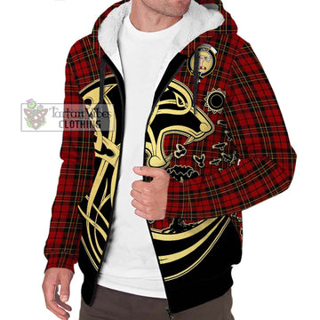 Brodie Tartan Sherpa Hoodie with Family Crest Celtic Wolf Style Unisex S - Tartan Vibes Clothing