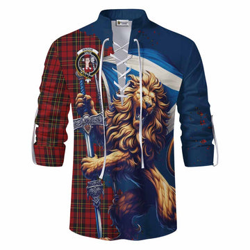 Brodie Tartan Family Crest Ghillie Kilt Shirt with Scottish Majestic Lion Men - Tartan Vibes Clothing
