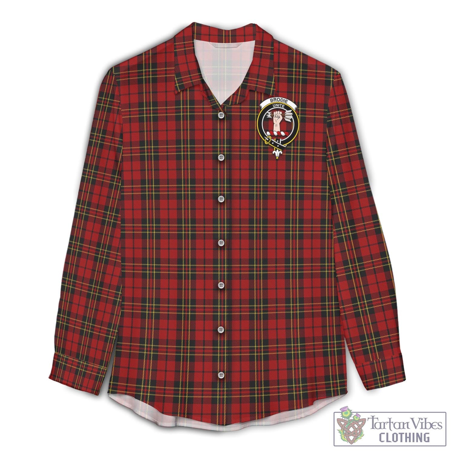 Tartan Vibes Clothing Brodie Tartan Womens Casual Shirt with Family Crest
